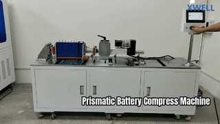 Prismatische batterijpakket stapel- en compressiemachine